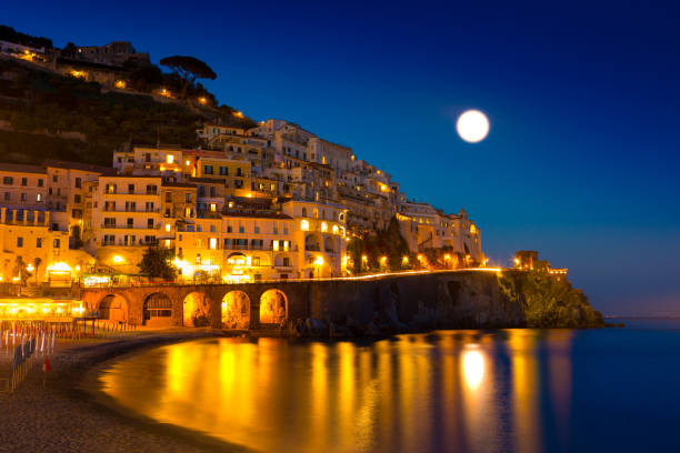 The glowing lights of Positano